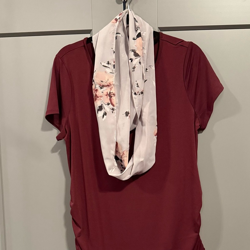 Elle Pink and Black Floral Scarf